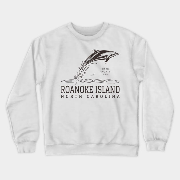 Roanoke Island, NC Summertime Vacationing Dolphin Crewneck Sweatshirt by Contentarama